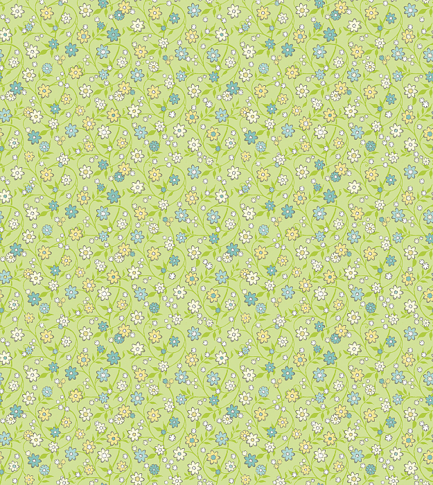 Ткань хлопок пэчворк зеленый, мелкий цветочек, Benartex (арт. 176906)