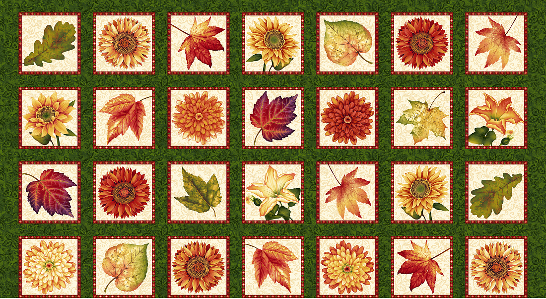Ткань хлопок пэчворк разноцветные, цветы осень, Henry Glass (арт. 249452)