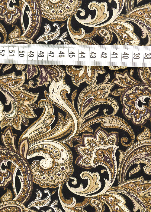 Ткань хлопок плательные ткани черный коричневый, цветы, ALFA C (арт. AL-C1502)