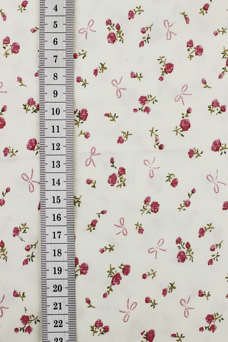 Ткань вельвет пэчворк розовый белый, мелкий цветочек розы, ALFA C (арт. 246956)