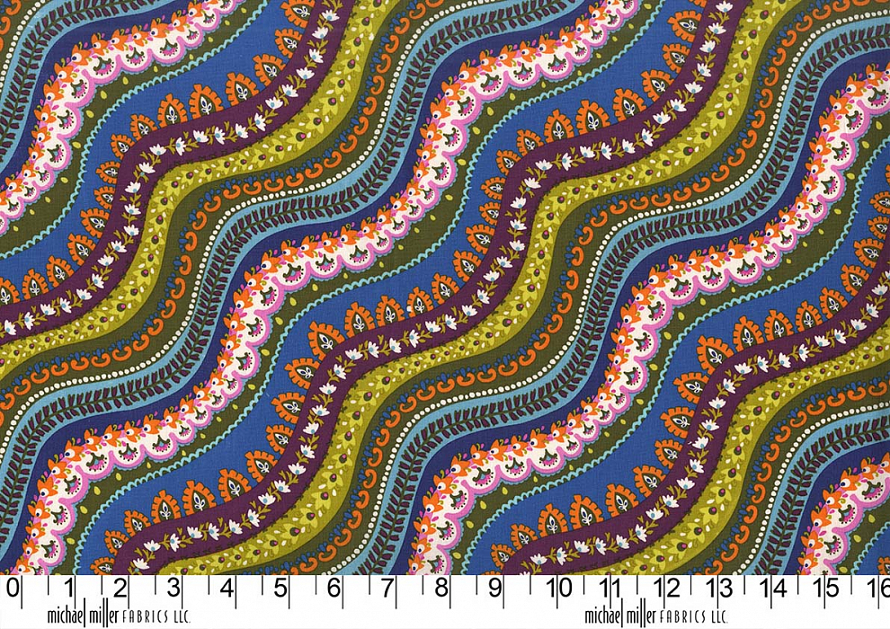 Ткань хлопок пэчворк разноцветные, полоски, Michael Miller (арт. CX7443-JEWE-D)
