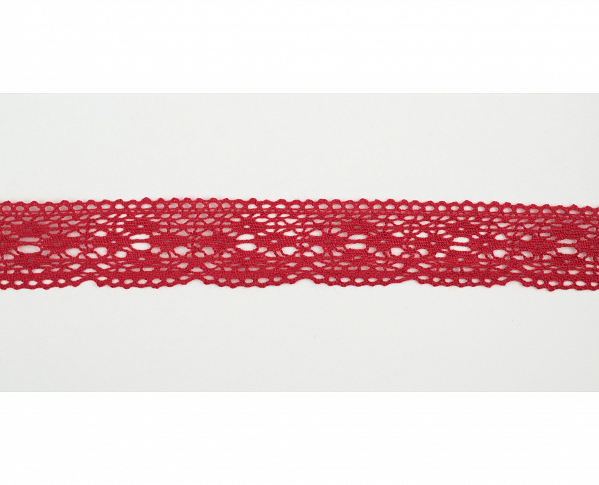 Кружево вязаное хлопковое Alfa AF-197-036 30 мм красный