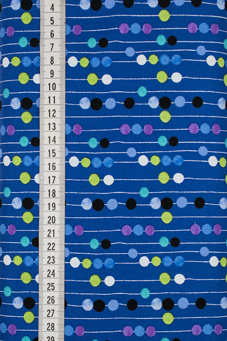 Ткань хлопок пэчворк синий разноцветные, полоски геометрия горох и точки, ALFA (арт. 232225)