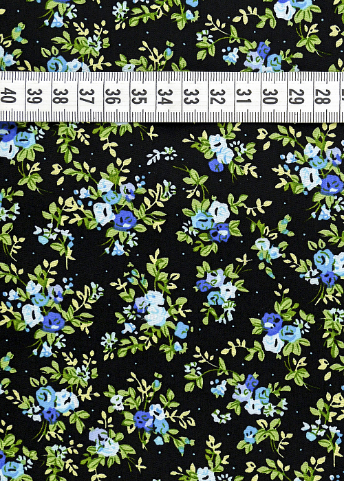 Ткань хлопок плательные ткани зеленый синий черный, мелкий цветочек, ALFA C (арт. 128499)