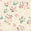 Ткань хлопок пэчворк бежевый розовый, птицы и бабочки цветы розы, Riley Blake (арт. )