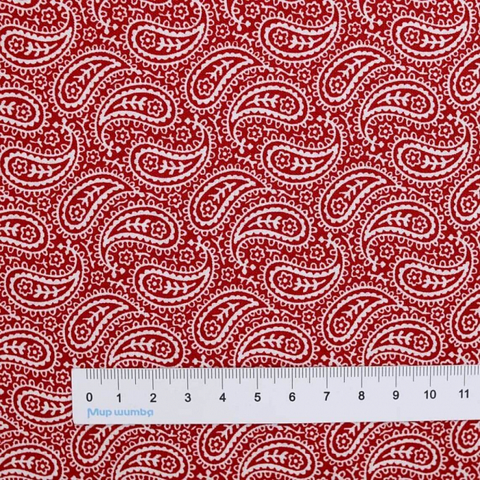 Ткань хлопок пэчворк красный, пейсли, Benartex (арт. 612919B)
