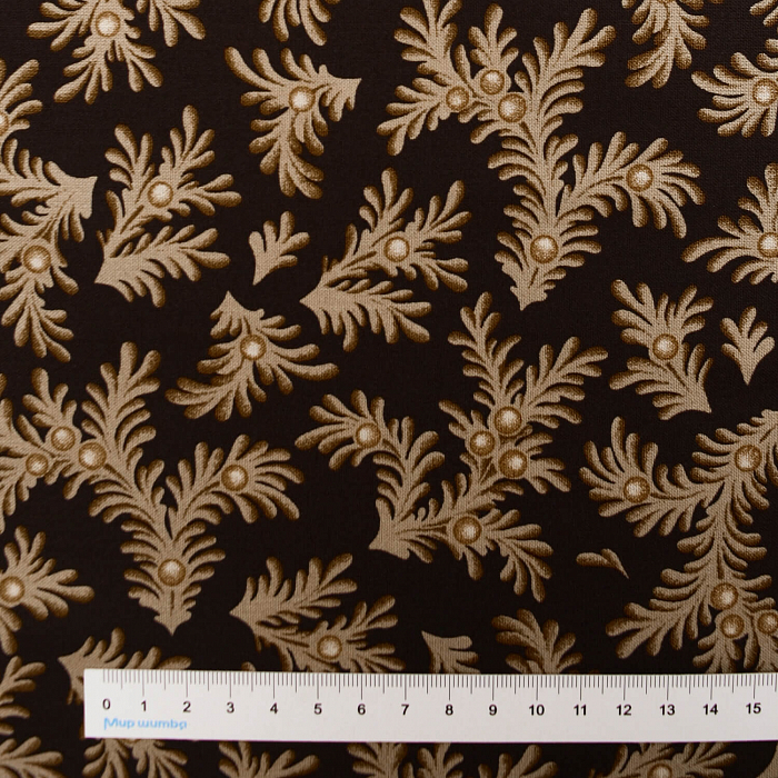 Ткань хлопок пэчворк коричневый, цветы, Maywood Studio (арт. MAS9704-A)