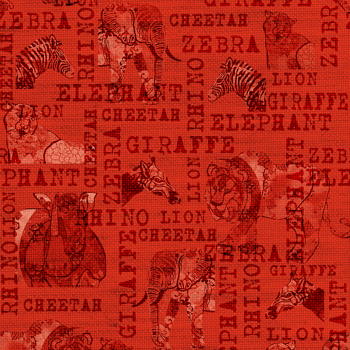 Ткань хлопок пэчворк красный, надписи животные, Henry Glass (арт. 237088)