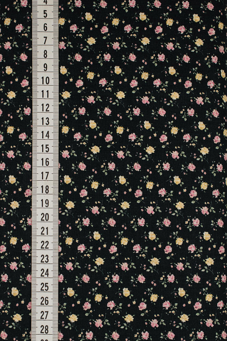 Ткань хлопок пэчворк розовый черный, мелкий цветочек, ALFA Z DIGITAL (арт. 224229)
