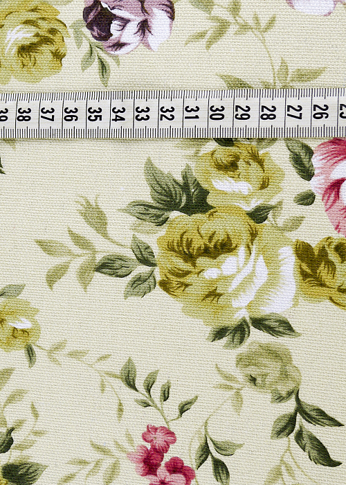 Ткань хлопок сумочные белый бежевый разноцветные золото, цветы, ALFA KANVAS (арт. 130398)