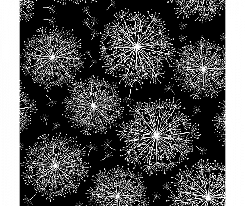 Ткань хлопок пэчворк черный, цветы, Benartex (арт. 1040690B)