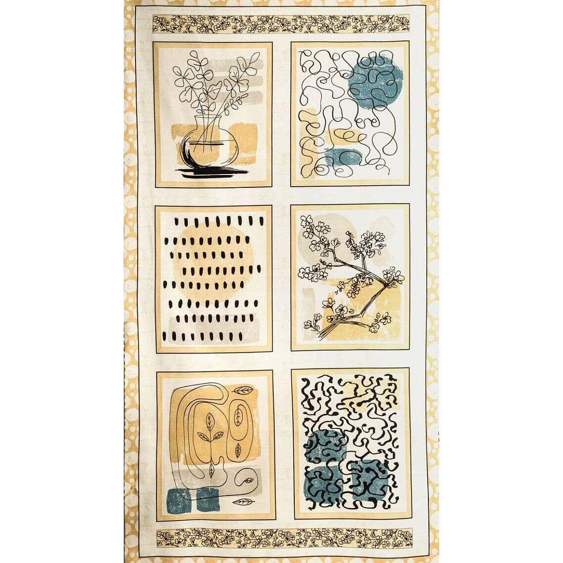 Ткань хлопок для пэчворка бежевый, цветы фактура, Blank Quilting (арт. 5416-11)