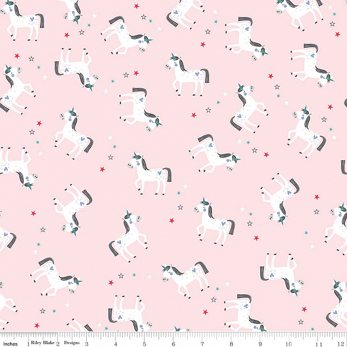 Ткань фланель пэчворк розовый, детская тематика животные, Riley Blake (арт. F7163-PINK)