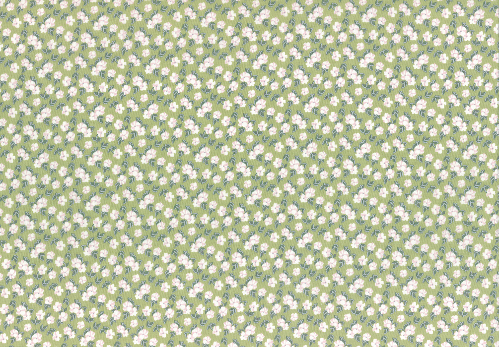 Ткань хлопок пэчворк зеленый, мелкий цветочек, Lecien (арт. 240916)