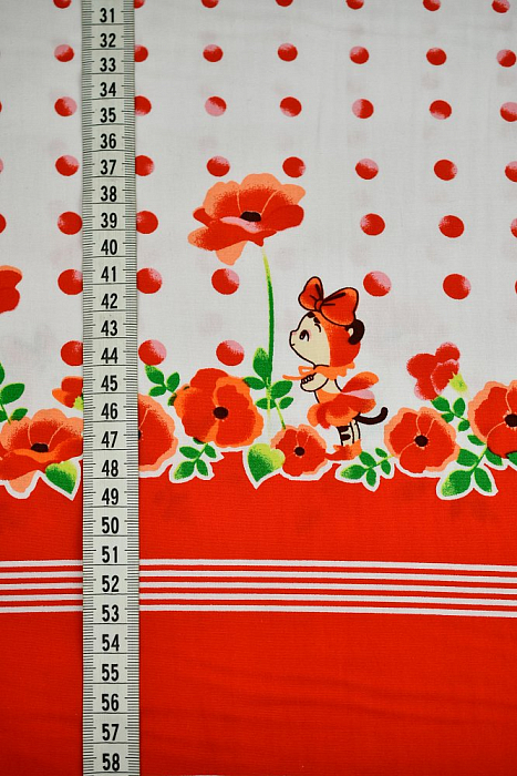 Ткань саржа плательные ткани красный, цветы, ALFA C (арт. 261571-10)