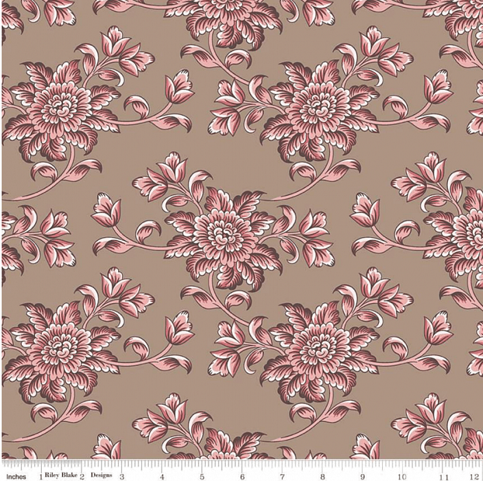 Ткань хлопок пэчворк коричневый, цветы флора, Riley Blake (арт. C10013-ISABELLA)