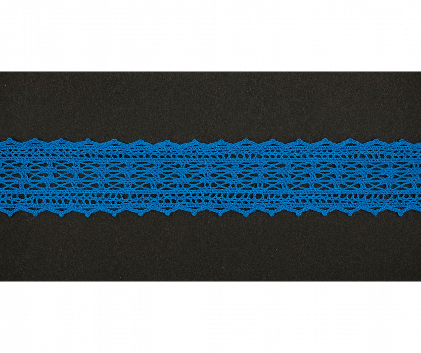 Кружево вязаное хлопковое Alfa AF-379-050 23 мм синий