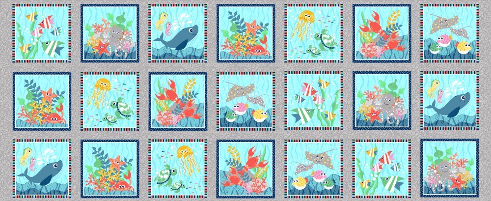 Ткань хлопок пэчворк разноцветные, детская тематика морская тематика, Blank Quilting (арт. 9311-90)