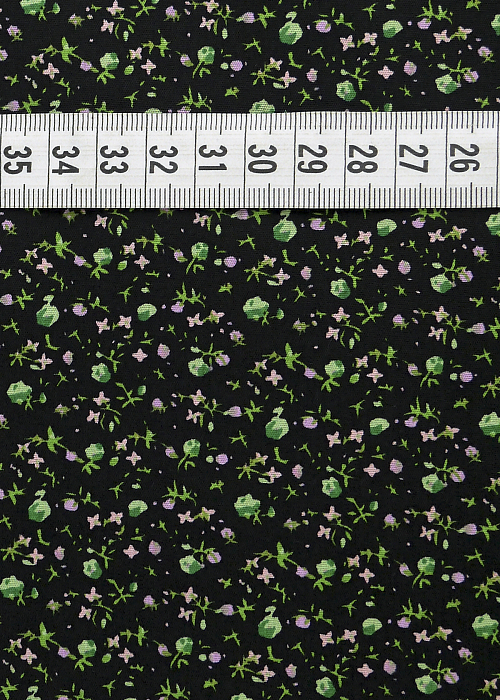Ткань хлопок плательные ткани черный, мелкий цветочек, ALFA C (арт. AL-C1003)