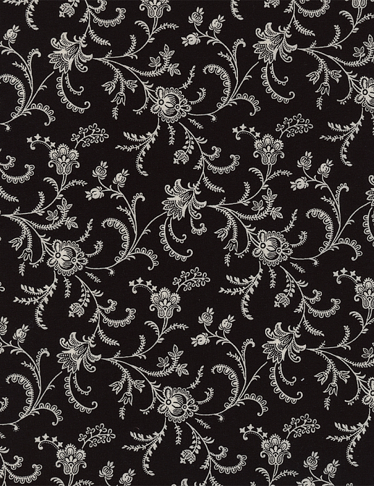 Ткань хлопок пэчворк черный, цветы завитки, Timeless Treasures (арт. 227342)