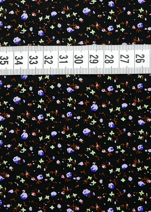 Ткань хлопок плательные ткани черный, мелкий цветочек, ALFA C (арт. AL-C1004)
