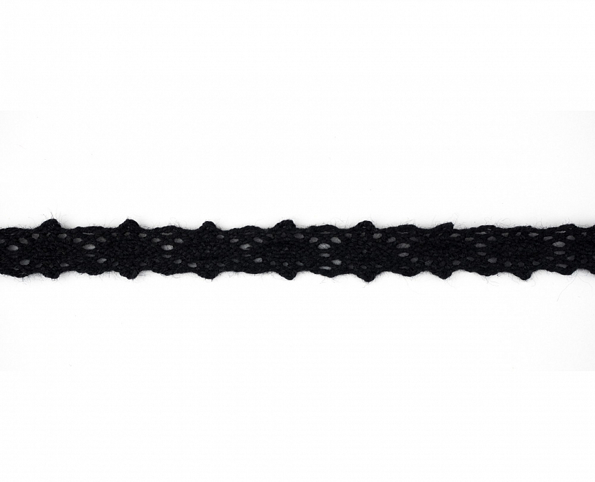 Кружево вязаное хлопковое Alfa AF-016-099 10 мм черный