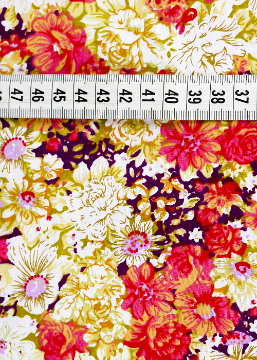 Ткань хлопок плательные ткани красный, цветы, ALFA C (арт. AL-C1144)