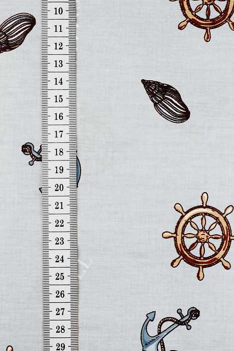 Ткань хлопок пэчворк голубой, детская тематика морская тематика, ALFA C (арт. 232829-20)