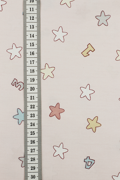 Ткань хлопок пэчворк розовый, звезды детская тематика, ALFA C (арт. 232829-9)